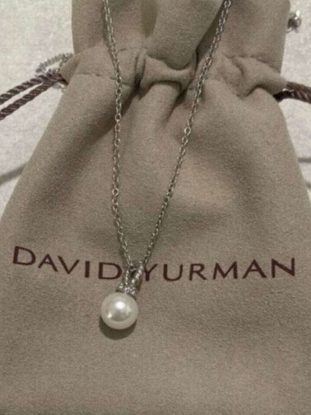 David Yurman Sterling Silver Pearl Pendant Necklace in White